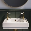 PRCRBAS2TH White Wall Hung Cloakroom Basin with 2 Tap Holes 450mm - Park Royal