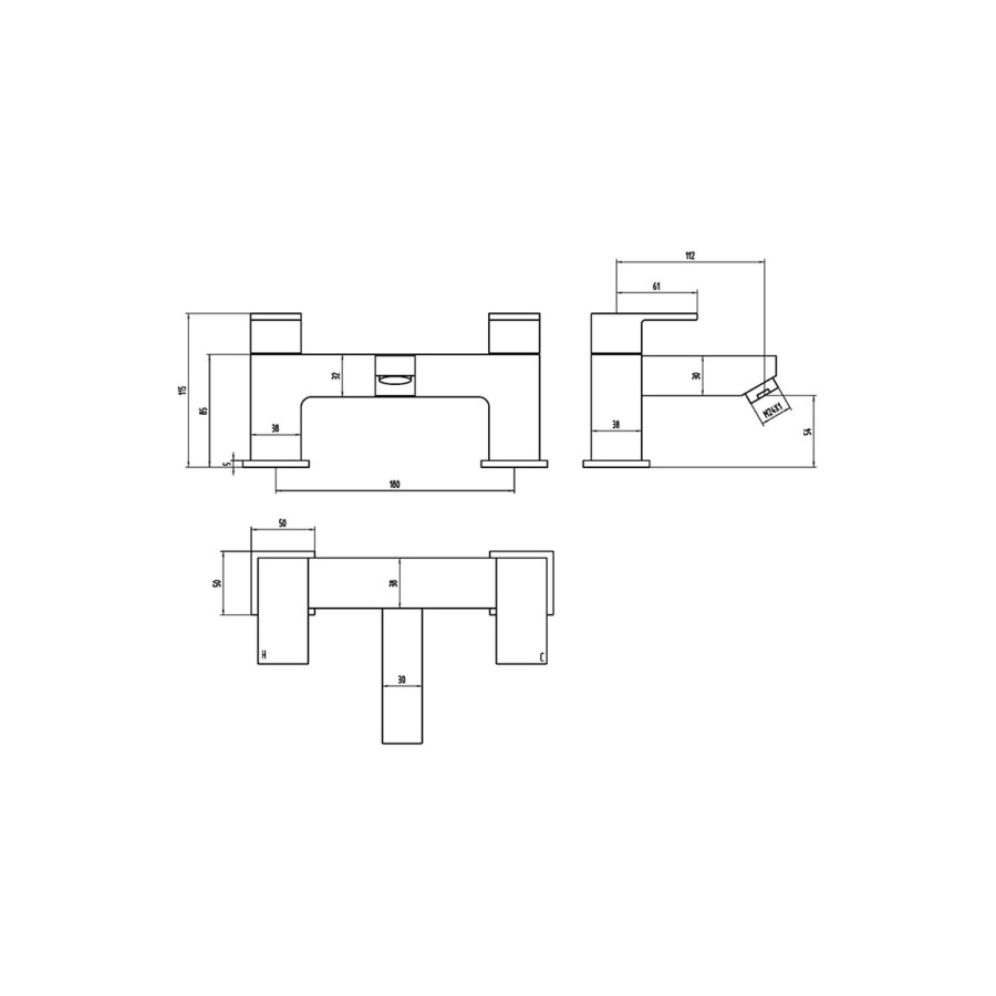 Hudson Reed Deck Mounted Bath Filler Tap