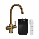 PROCSAB Antique Brass 3 in 1 Instant Boiling Hot Kitchen Mixer Round Tap with 3L Boiler - Pronto Vesta