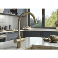 Brushed Brass 3 in 1 Instant Boiling Hot Kitchen Mixer Round Tap with 3L Boiler - Pronto Vesta