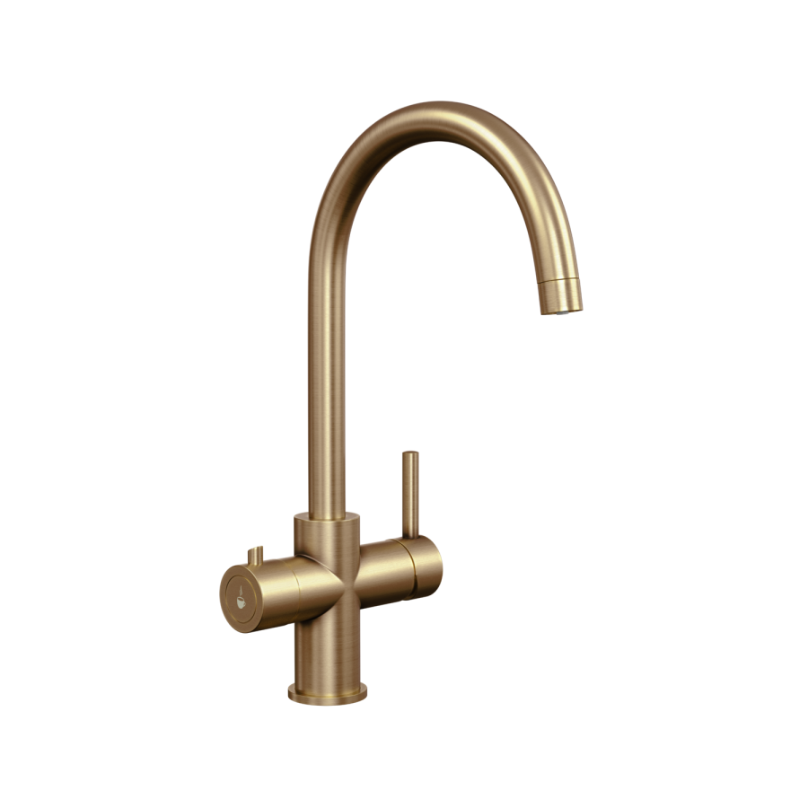 Brushed Bronze 3 in 1 Instant Boiling Hot Kitchen Mixer Round Tap with 3L Boiler - Pronto Vesta