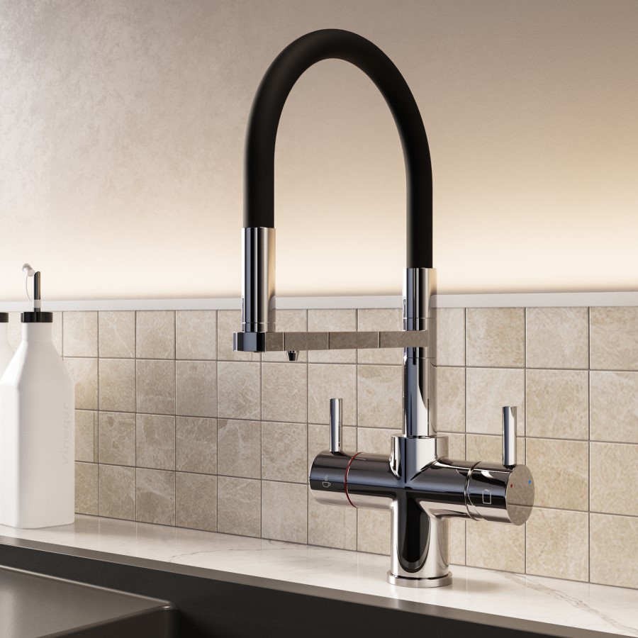 Chrome 4 in 1 Pull Out Boiling Hot  Kitchen Mixer Tap with 3L Boiler and Filter – Pronto pro