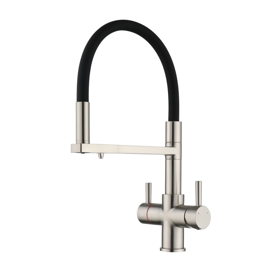 Nickel 4 in 1 Pull Out Boiling Hot Kitchen Mixer Tap with 3L Boiler and Filter - Pronto Pro
