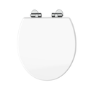 White Round Wooden Soft Close Toilet Seat with Quick Release and Chrome Hinges - Park Royal