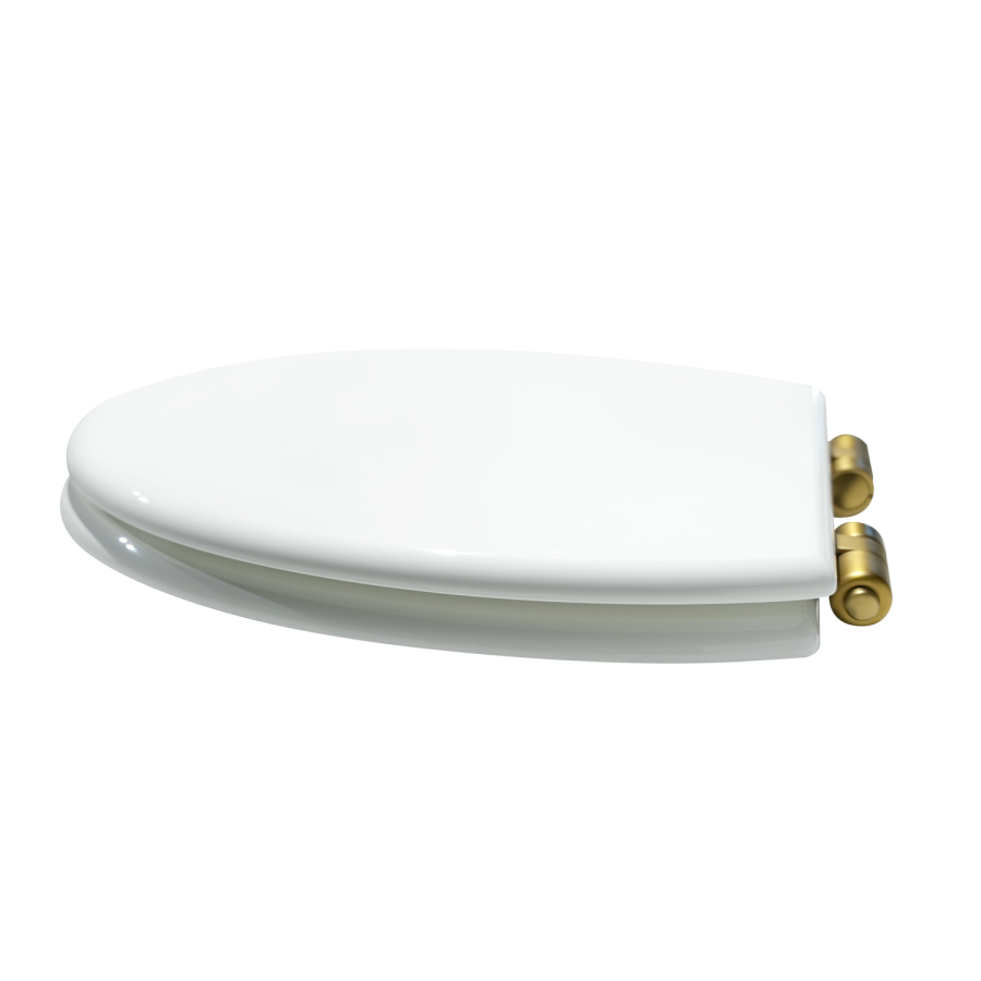 Park Royal Wooden Seat & Cover With Brushed Brass Hinge Covers