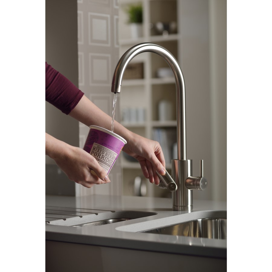 Abode PT1002 Pronteau Profile 4 in 1 Instant Hot & Filtered Water Tap - Brushed Nickel