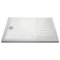 1300x800mm Walk-In Rectangular Shower Tray 40mm with Drying Area - White Stone Resin - Purity 1300x800mm Walk-In Rectangular Shower Tray 40mm with Drying Area - White Stone Resin - Purity