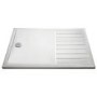1300x800mm Walk-In Rectangular Shower Tray 40mm with Drying Area - White Stone Resin - Purity