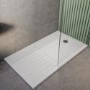 1300x800mm Anti-Slip Walk-In Rectangular Shower Tray 40mm with Drying Area - White Stone Resin - Purity