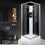 800x800mm Square Electric Hydro Shower Cabin with Black Glass 8.5kw Electric Shower and Shower Tray - Vidalux