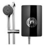800x800mm Square Electric Hydro Shower Cabin with Black Glass 8.5kw Electric Shower and Shower Tray - Vidalux