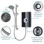 800x800mm Square Electric Hydro Shower Cabin with Black Glass 8.5kw Electric Shower and Shower Tray - Vidalux
