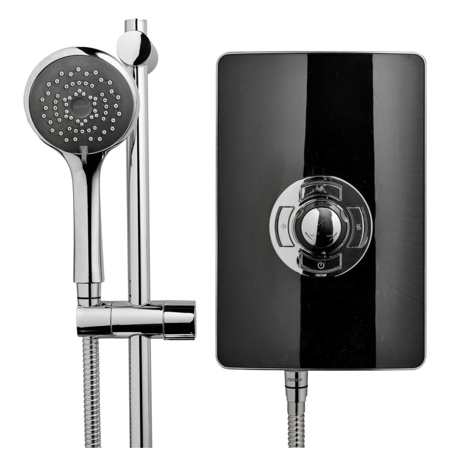 Vidalux 900x900mm Black Square Electric Shower Cabin with 9.5kw Triton Electric Shower and Shower Tray