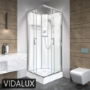 900x900mm Square Electric Hydro Shower Cabin with White Glass. 9.5kw Electric Shower and Shower Tray - Vidalux