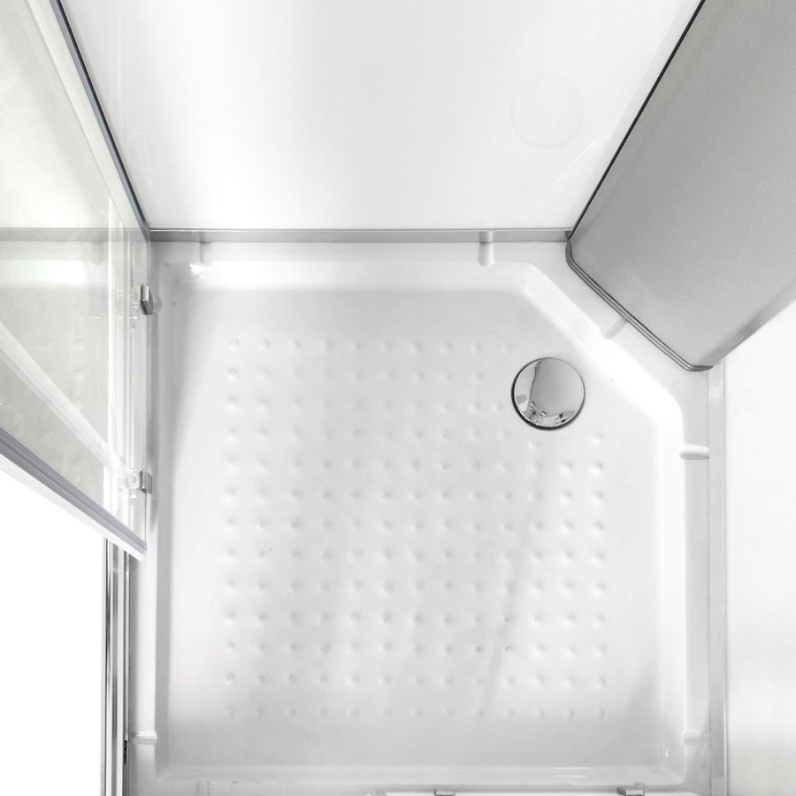900x900mm Square Electric Hydro Shower Cabin with White Glass. 9.5kw Electric Shower and Shower Tray - Vidalux