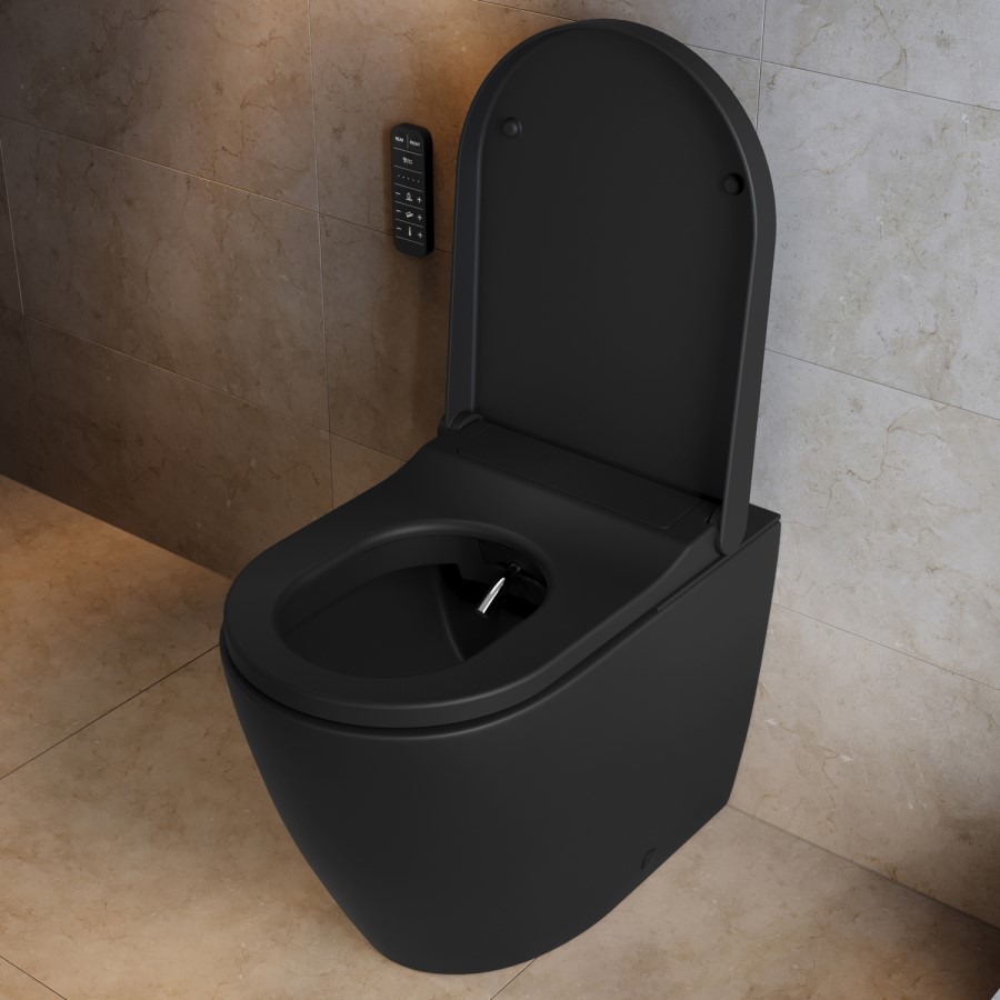 Matt Black Back to Wall Smart Bidet Japanese Toilet - Purificare