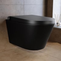 Black Wall Hung Smart Bidet Japanese Toilet - Purificare