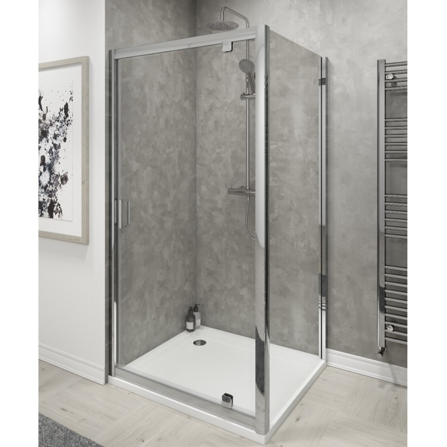 GRADE A1 - Claritas 6mm Glass Pivot Shower Door - 700 x 1850mm