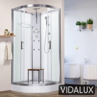 Vidalux Pure - 1000mm White Quadrant Shower Cabin with Hydro Shower Set & Shower Tray