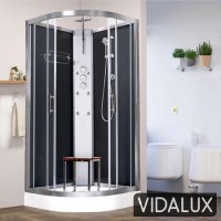 Vidalux Pure - 1000mm Black Quadrant Shower Cabin with Hydro Shower Set & Shower Tray