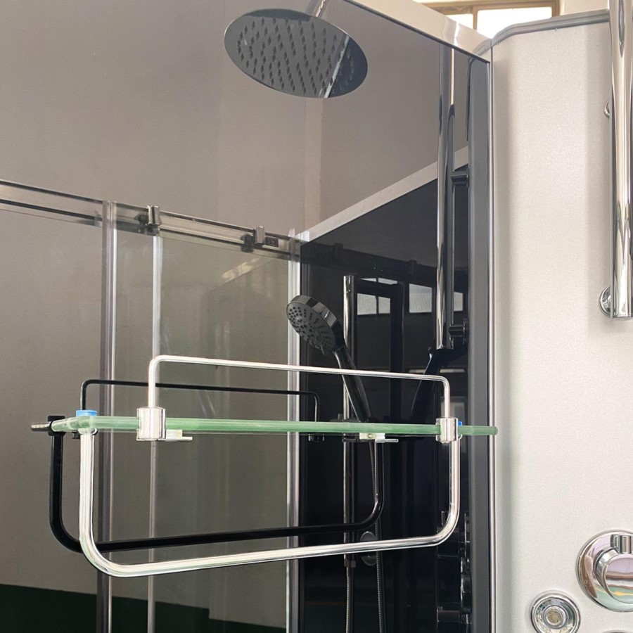 Vidalux Pure - 1000mm Black Quadrant Shower Cabin with Hydro Shower Set & Shower Tray