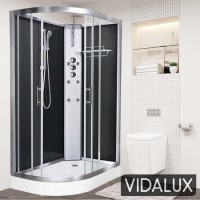 Vidalux Pure -1200x800mm Black Right-Hand Offset Quadrant Shower Cabin with Hydro Shower Set & Shower Tray