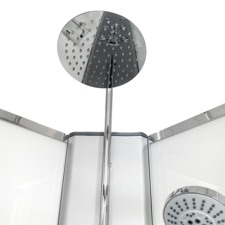 900x900mm Hydro Shower Cabin Square with White Panel - Shower Tray & 3 Outlet Thermostatic Mixer Shower System - Vidalux