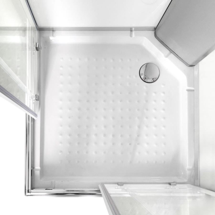800x800mm Hydro Shower Cabin Square with White Panel - Shower Tray & 3 Outlet Thermostatic Mixer Shower System - Vidalux