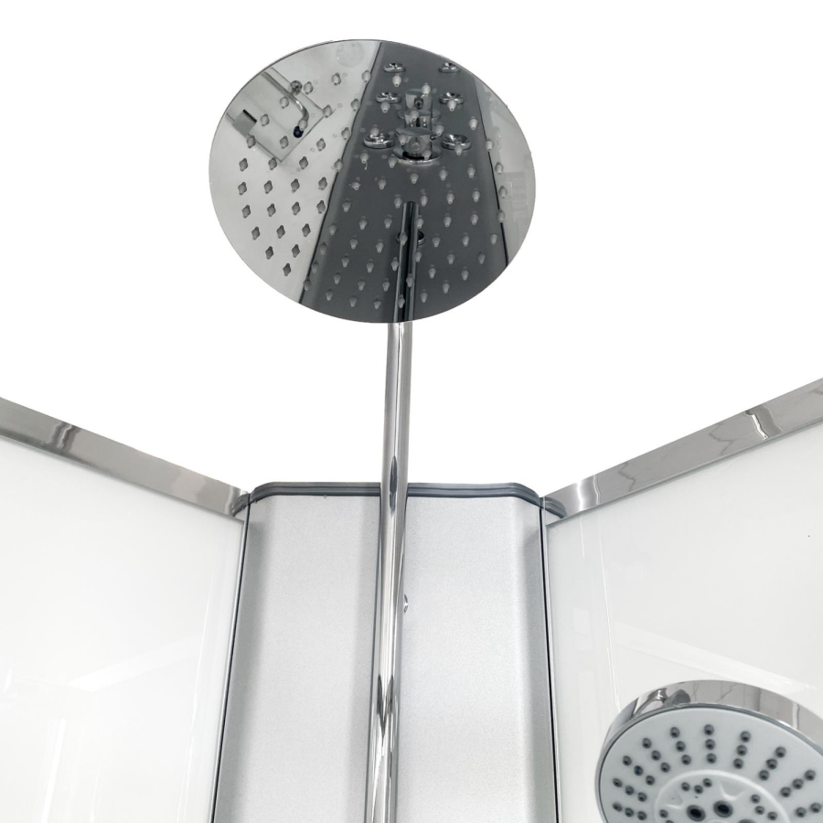 800x800mm Hydro Shower Cabin Square with White Panel - Shower Tray & 3 Outlet Thermostatic Mixer Shower System - Vidalux