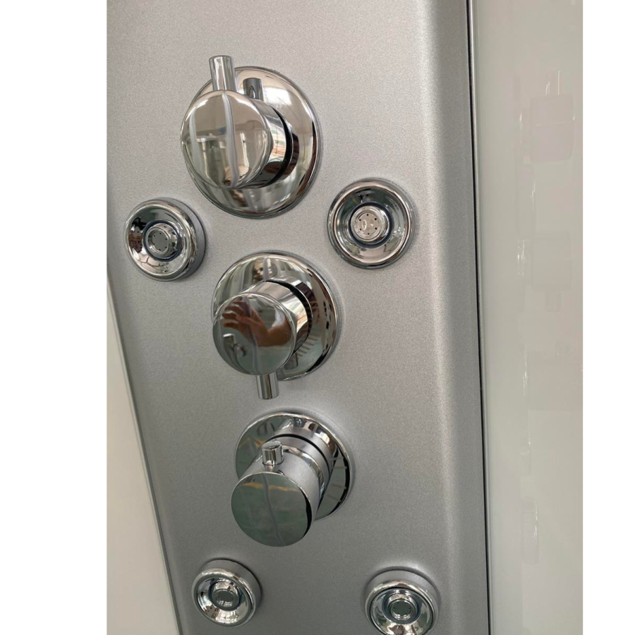 800x800mm Hydro Shower Cabin Square with White Panel - Shower Tray & 3 Outlet Thermostatic Mixer Shower System - Vidalux