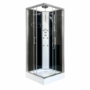 900x900mm Hydro Shower Cabin Square with Black Glass - Shower Tray & 3 Outlet Thermostatic Mixer Shower System - Vidalux