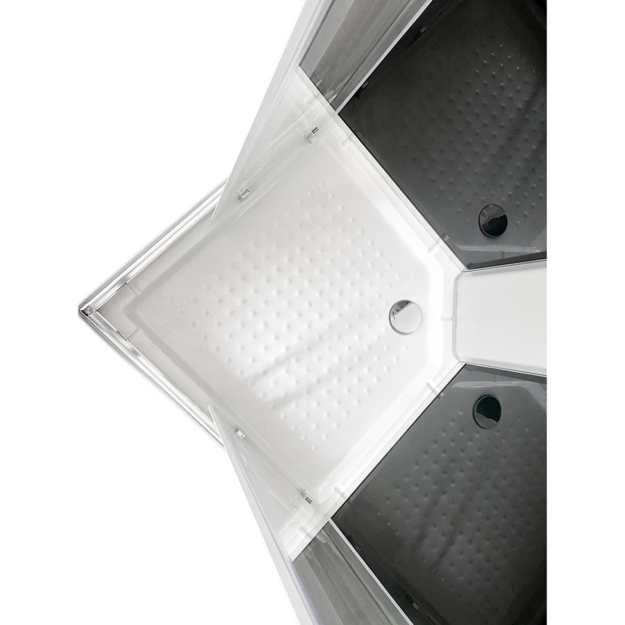 900x900mm Hydro Shower Cabin Square with Black Glass - Shower Tray & 3 Outlet Thermostatic Mixer Shower System - Vidalux