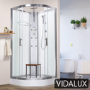 900x900mm Hydro Shower Cabin Square with White Panel - Shower Tray & 3 Outlet Thermostatic Mixer Shower System - Vidalux