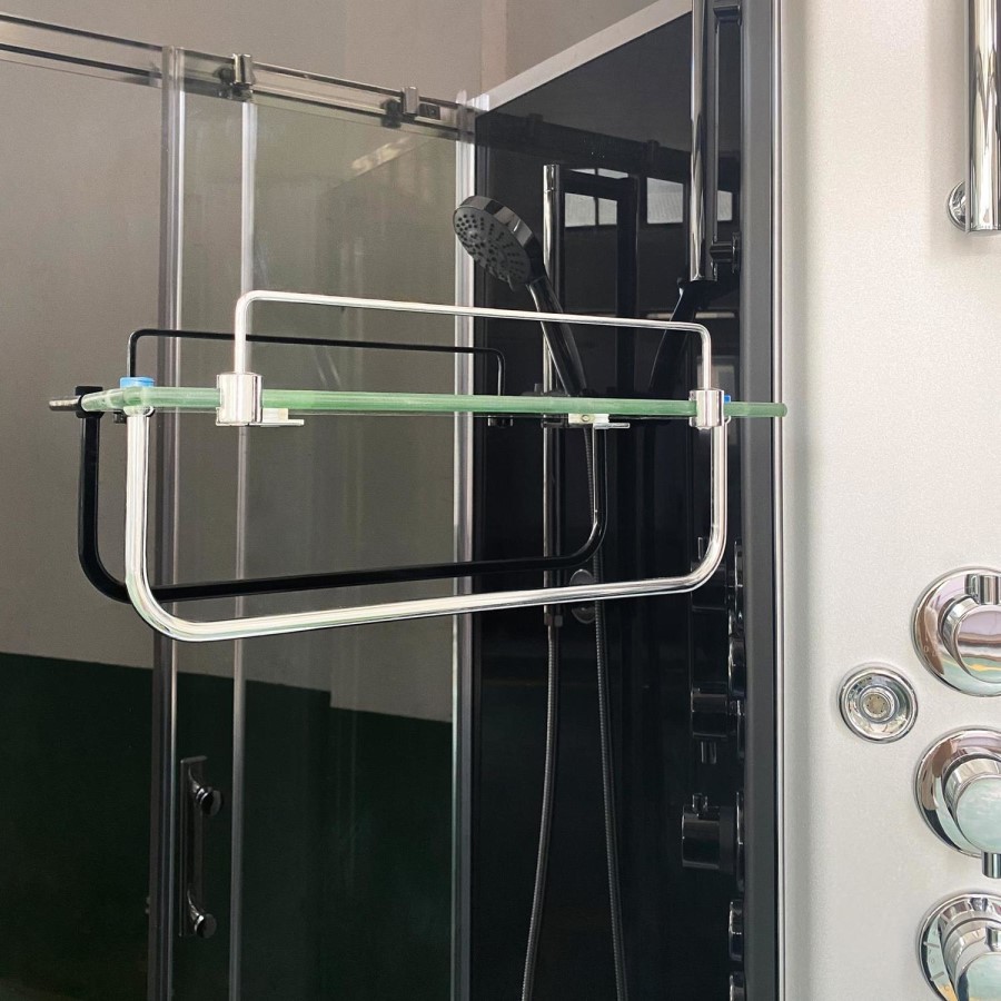 Vidalux Pure - 900x900mm Black Quadrant Shower Cabin with Hydro Shower Set with Shower Tray