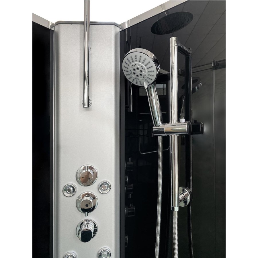 Vidalux Pure - 900x900mm Black Quadrant Shower Cabin with Hydro Shower Set with Shower Tray