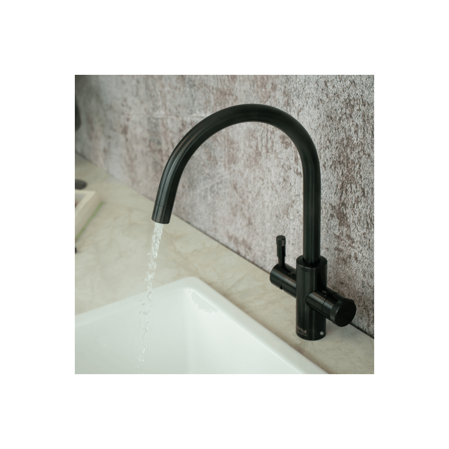 QETTLE Signature Modern 4 in 1 Instant Boiling Water Tap 7 Litre - Black Round Spout