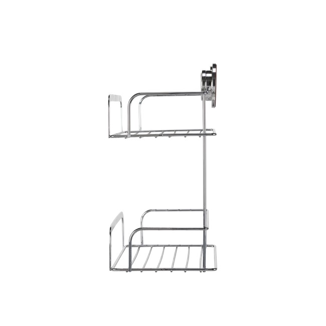 Corner Shower Basket Caddy with Adjustable Power Lock Suction Cups, 2 Hooks