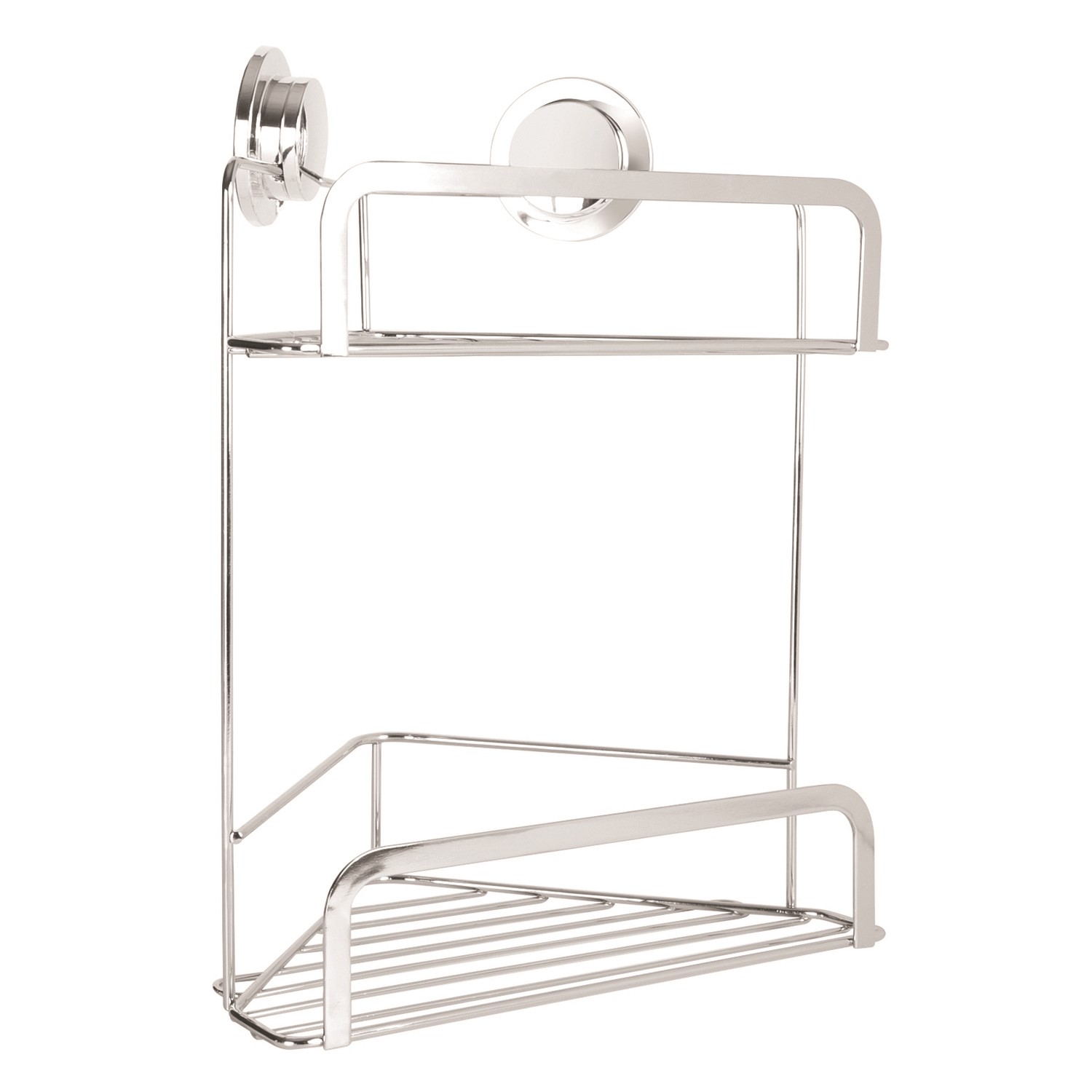 Croydex Stick 'n' Lock Adhesive Two Tier Shower Caddy, Chrome - On