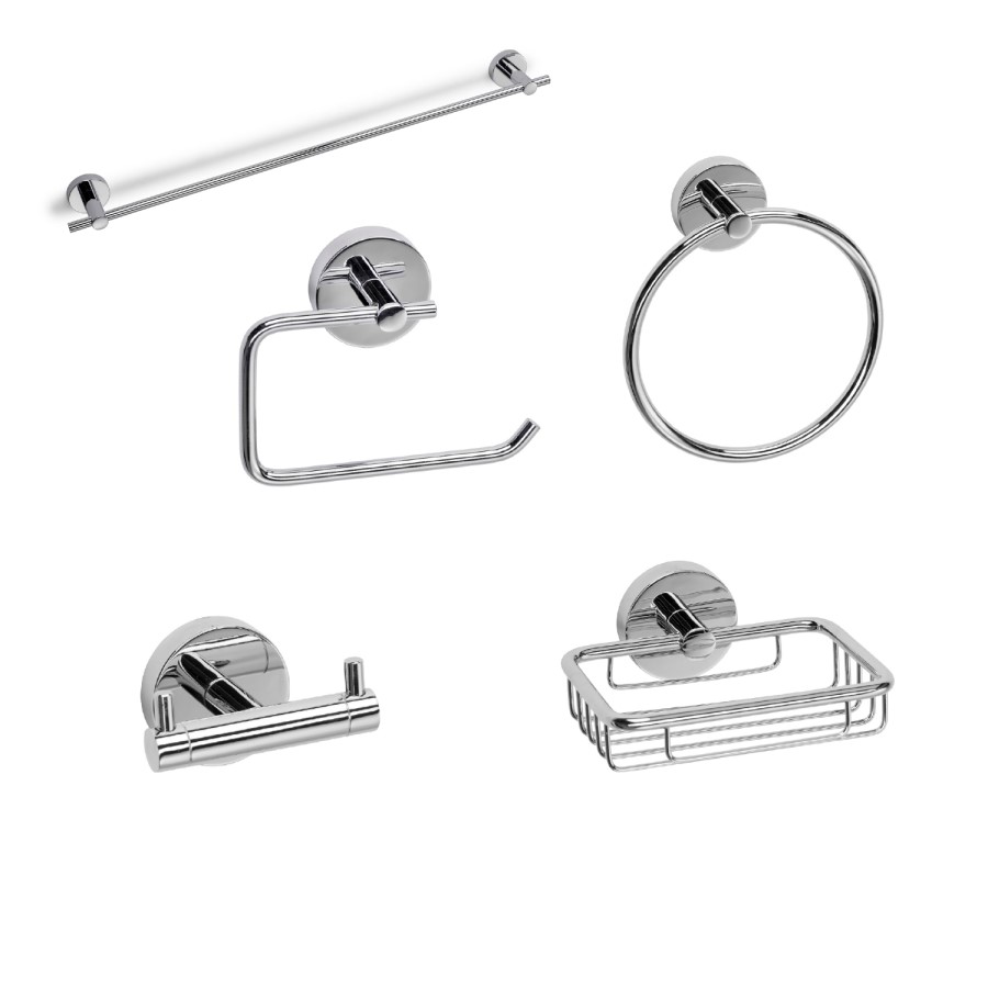 Pendle Flexi-Fix 5 Piece Chrome Accesory Set - Croydex