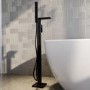 Black Freestanding Waterfall Bath Shower Mixer Tap - Wave