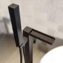 Black Freestanding Waterfall Bath Shower Mixer Tap - Wave