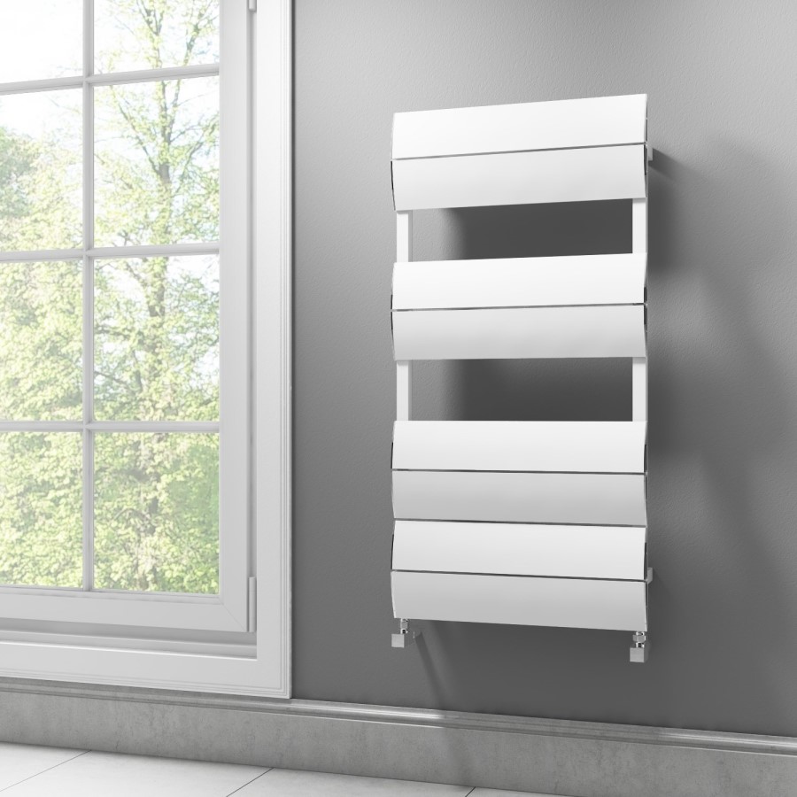 White Flat Panel Bathroom Towel Radiator - 1000 x 500mm