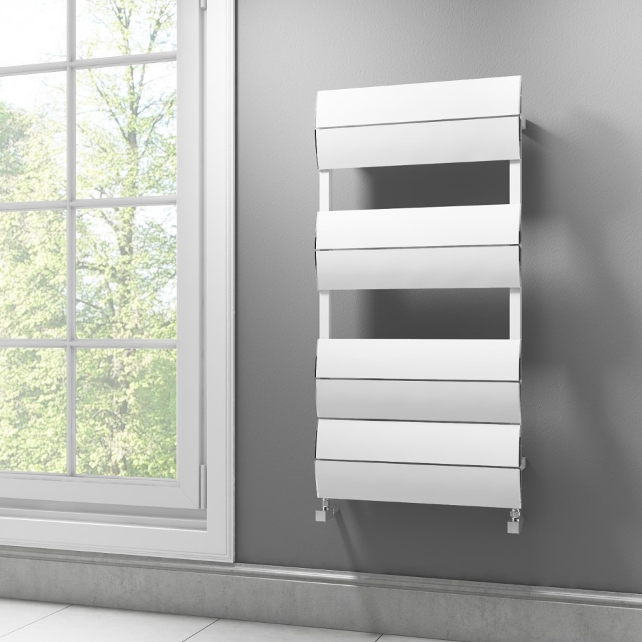 White Flat Panel Bathroom Towel Radiator 1000 x 500mm Better Bathrooms