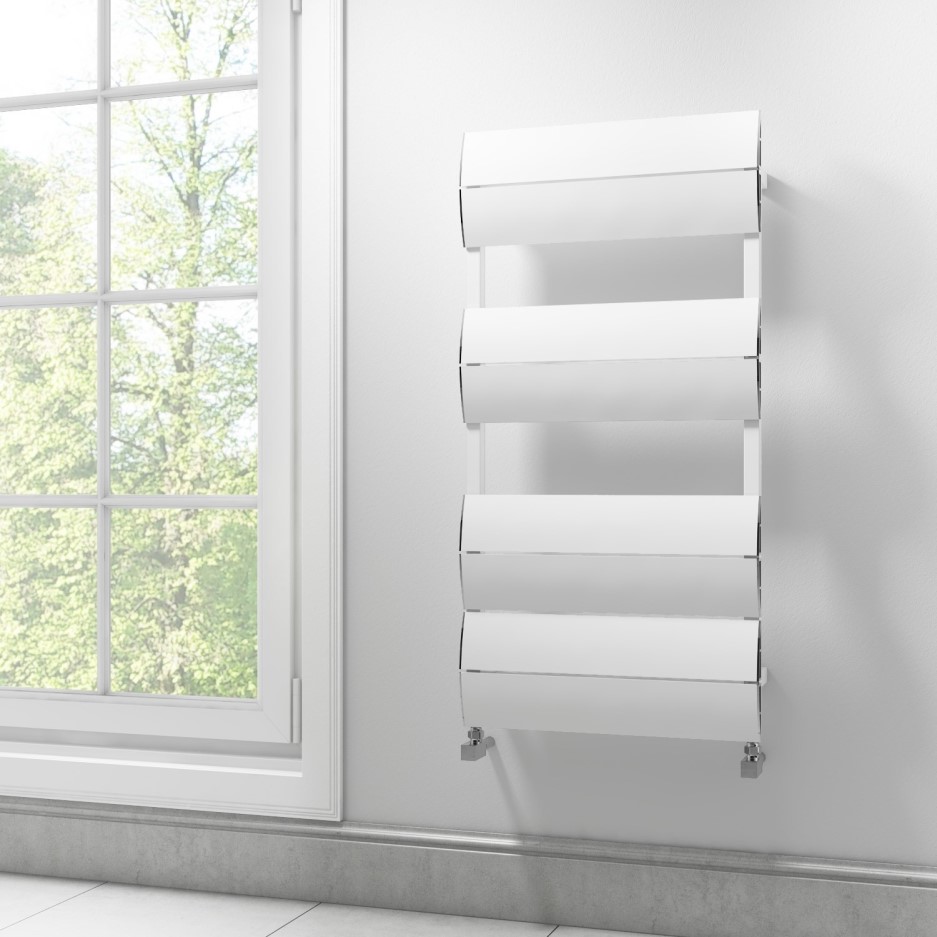 White Towel Radiators 500mm Wide White Flat Panel Bathroom Towel Radiator - 1000 x 500mm - Better Bathrooms