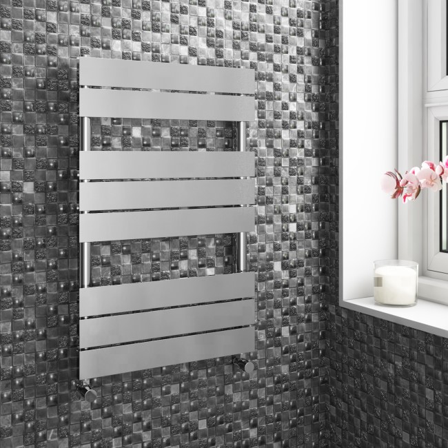 Chrome Vertical Bathroom Flat Towel Radiator - 800 x 500mm