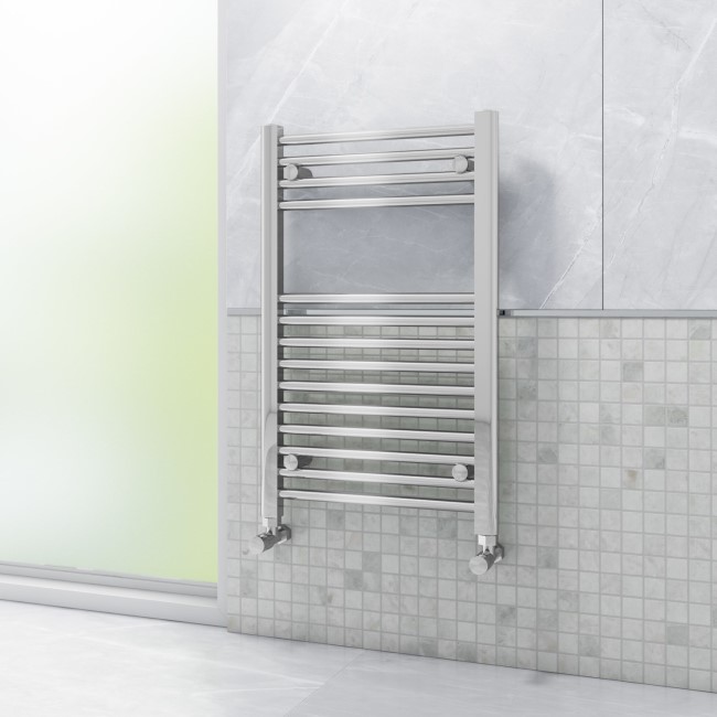 GRADE A1 - Chrome Bathroom Towel Radiator - 800 x 500mm