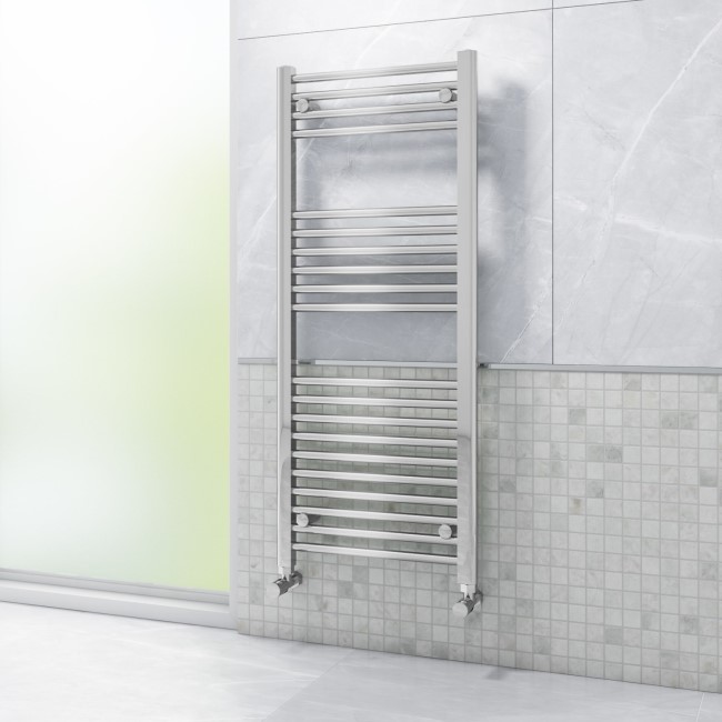 Chrome Straight Vertical Bathroom Towel Radiator - 1200 x 500mm