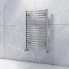 Curved Chrome Bathroom Towel Radiator - 800 x 500mm