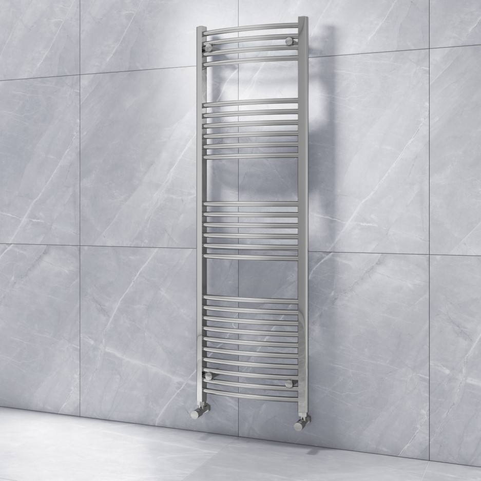 Curved Chrome Vertical Bathroom Towel Radiator 1600 x 500mm Better