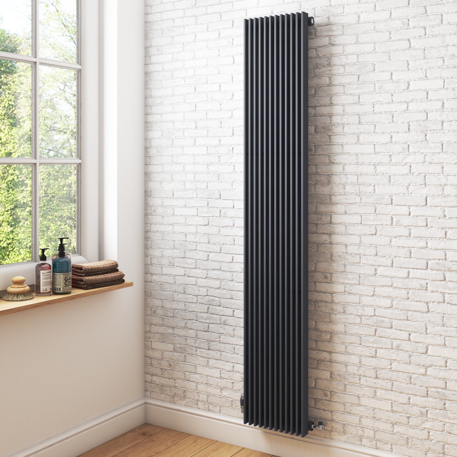 Raised Radiator Vertical Anthracite Tall Radiator - 1800 x 324mm - Better Bathrooms